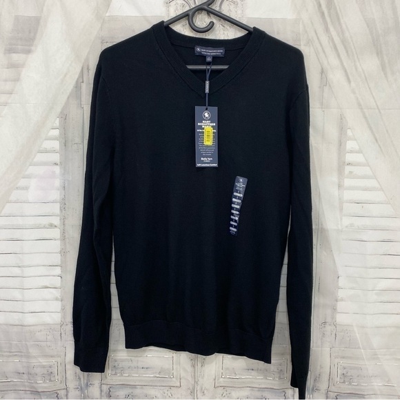 Hart Schaffner Marx Size Small Black Fine Merino Wool V-Neck Pullover Sweater - Picture 1 of 5